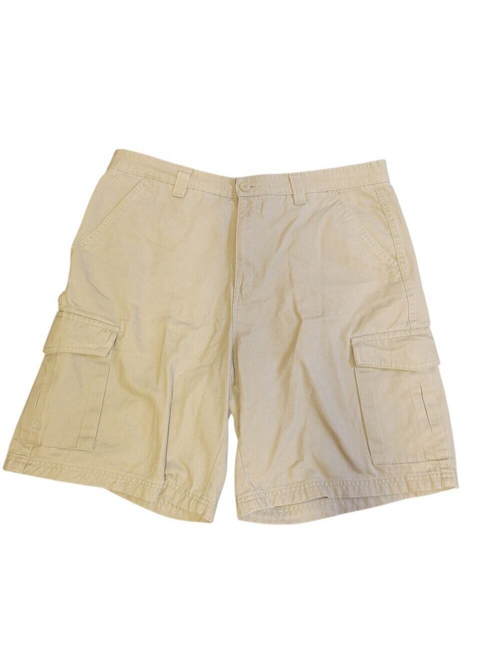 Y2K Faded Glory 100% Cotton Men's Khaki Tan Cargo Shorts 9" Inseam Men's Size 36